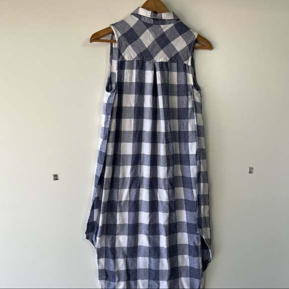 Rails Jordyn River white check split side button up sleeveless tunic top - Picture 9 of 9